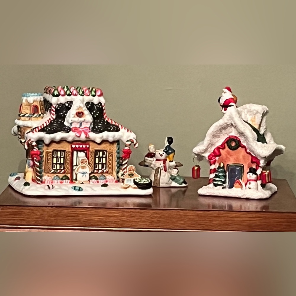 Festive Ceramic Gingerbread House Set
